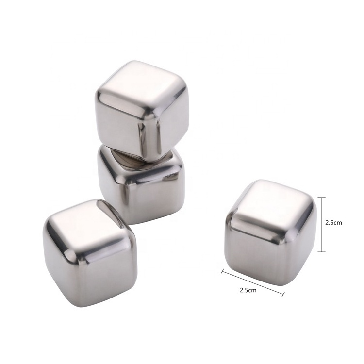 Hot Sale Bar Accessories Stainless Steel custom  reusable metal ice cubes with logo inside