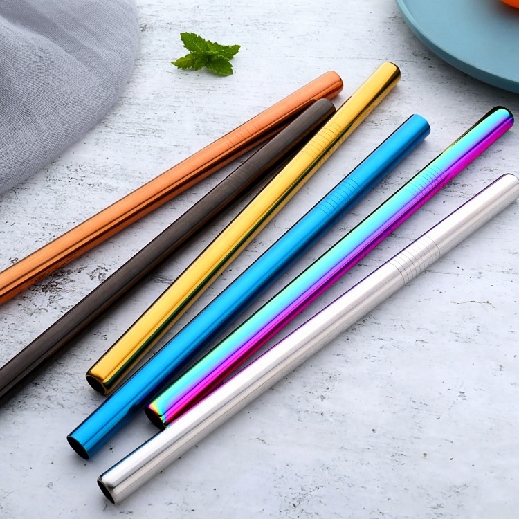 Wholesale Custom Logo Reusable Stainless Steel Drinking Straws / Metal Straw with brush