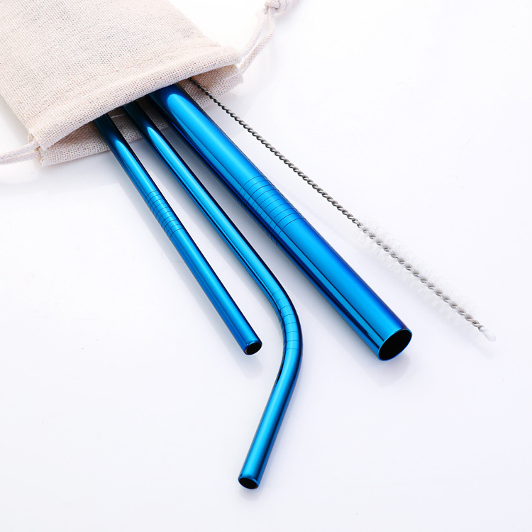 Wholesale Custom Logo Reusable Stainless Steel Drinking Straws / Metal Straw with brush