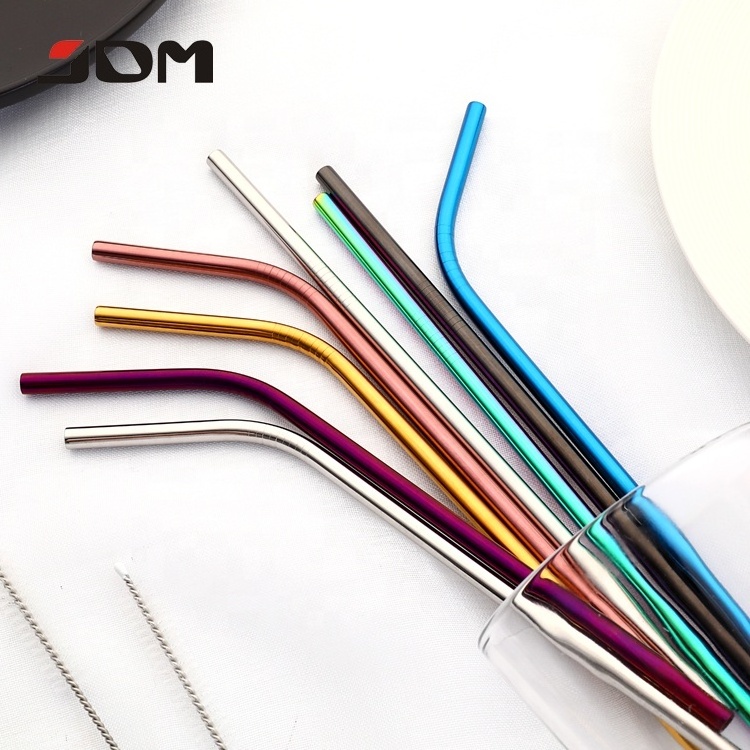 Wholesale Custom Logo Reusable Stainless Steel Drinking Straws / Metal Straw with brush