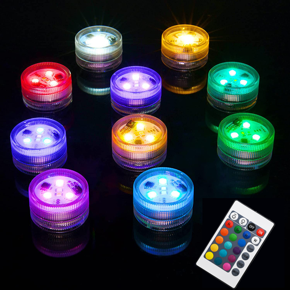 Mini Submersible Vases Tea Lights Waterproof Flameless LED Battery Operated Small Candle Floating Flower Vase Night Light IP67