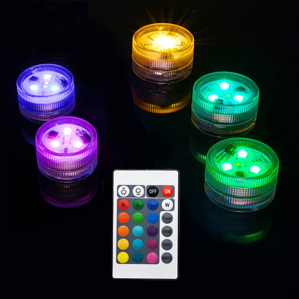 Mini Submersible Vases Tea Lights Waterproof Flameless LED Battery Operated Small Candle Floating Flower Vase Night Light IP67