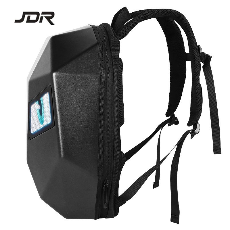 JDR LED Backpack Waterproof Hard Shell DIY cool mask eyes motorcycle Riding knight black led screen display backpack for man boy