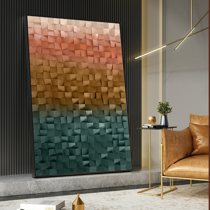 Modern Simple Solid Wood Mosaic Art 3D three-dimensional Decorative Painting Wall Art