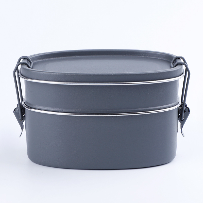 Amazon hot sell oval double layers stainless steel portable bento lunch box fresh food storage container lunchbox