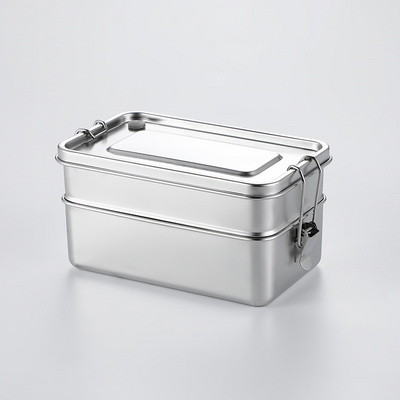 SUS304 Kitchen Stainless Steel Food Storage Container Eco friendly double layer lunch box stainless steel food container