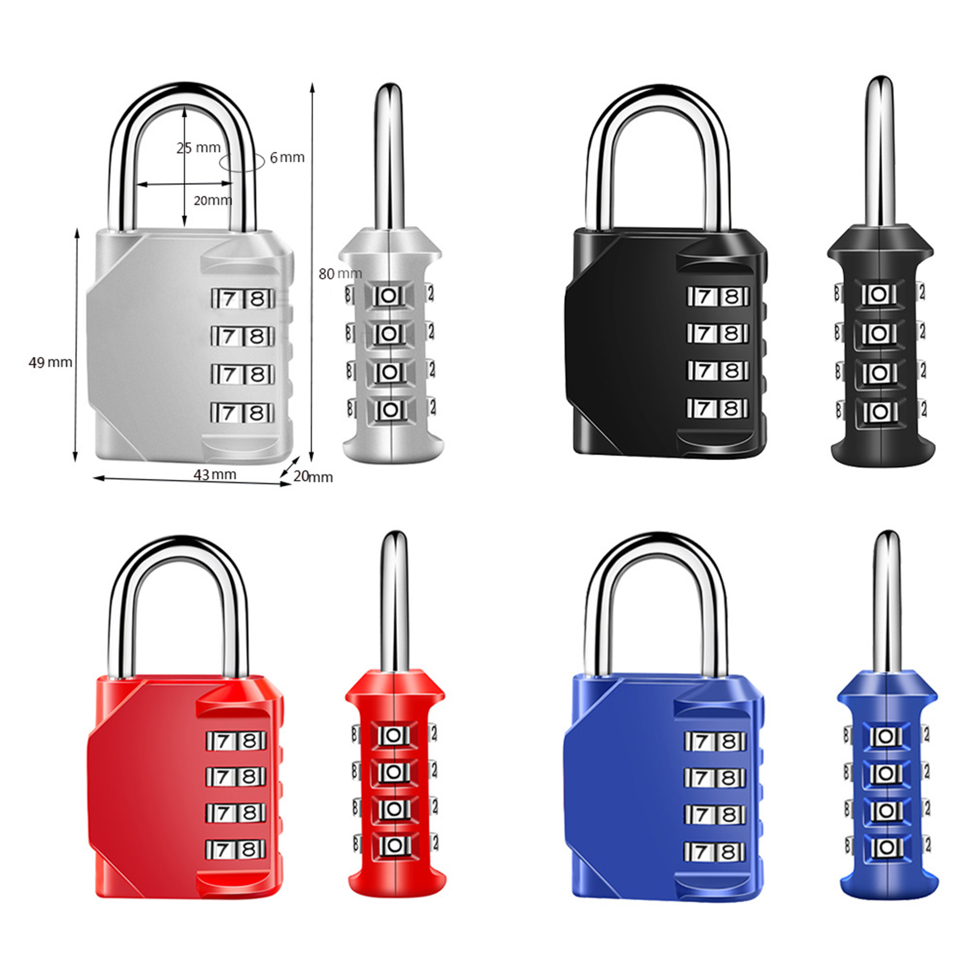 Combination Padlock, Waterproof Padlock with Code, 4 Digit Locker Padlocks for School