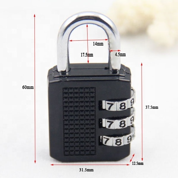 Combination Lock Security Padlock Weather Proof Padlock with 3-Digit Smooth Dial for School, Gym, Outdoor Shed Locker -Black