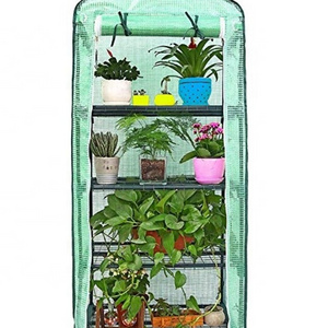 Many Tier Greenhouse Outdoor Gardening Hot House with Zippered Cover and Metal Shelves for Growing Vegetables, Flowers