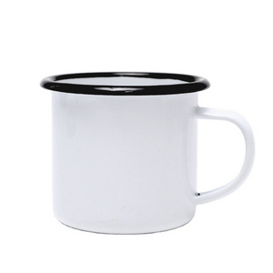 Enamel Camping Coffee Mugs 12 Oz Metal Small Classic Portable White Campfire Mugs Bulk Vintage Cups with Handle for Coffee