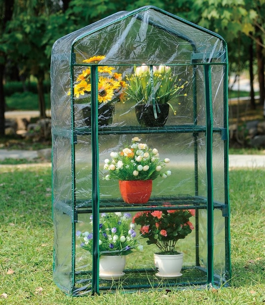 Many Tier Greenhouse Outdoor Gardening Hot House with Zippered Cover and Metal Shelves for Growing Vegetables, Flowers