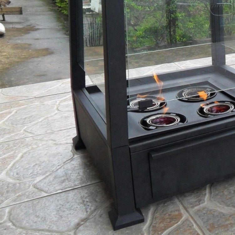 Outdoor Black Wood Burning Fire Pit 360 Degree View Weather Resistant Steel Fireplaces