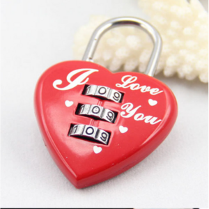 door locker luggage safety heart shape lock colorful small padlock combination lock with 3 digit