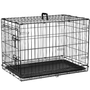 Cheap price folding iron metal single & double door 18" 24" 30" 36" 42" 48" dog cage crate kennel with plastic tray