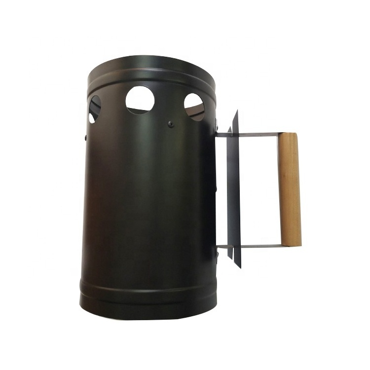 BBQ Chimney Starter Aluminium Charcoal Lighter Canister with Heat-Insulated Safety Handle Cone-Shaped Coal Holder