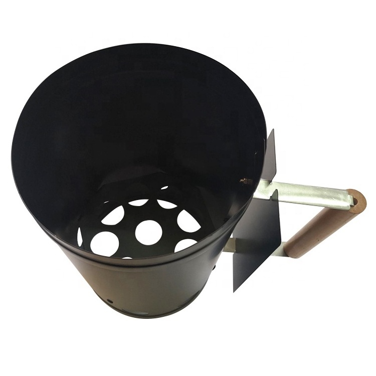 BBQ Chimney Starter Aluminium Charcoal Lighter Canister with Heat-Insulated Safety Handle Cone-Shaped Coal Holder