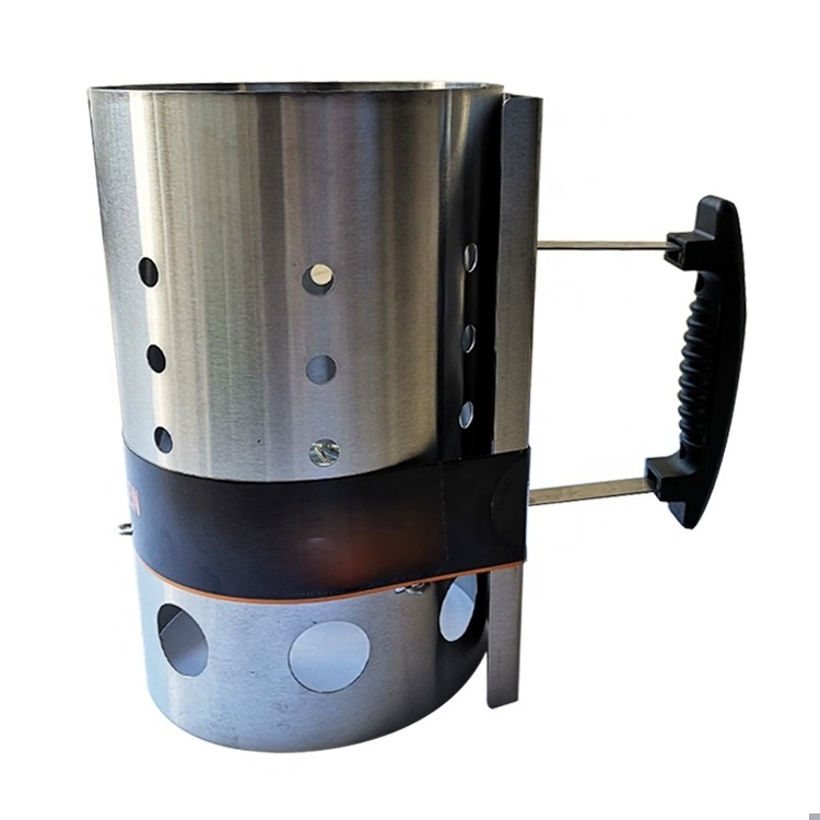 BBQ Chimney Starter Aluminium Charcoal Lighter Canister with Heat-Insulated Safety Handle Cone-Shaped Coal Holder