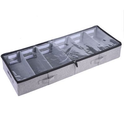 Fits 6 Pairs Underbed Shoes Closet Container Box with Clear Window and Zippers Breathable Under Bed Shoe Storage Organizer