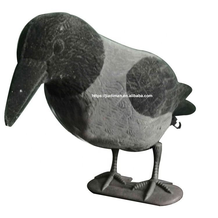 Special design grey black ful body flocked plastic raven flambeau crow decoy garden decoration crow