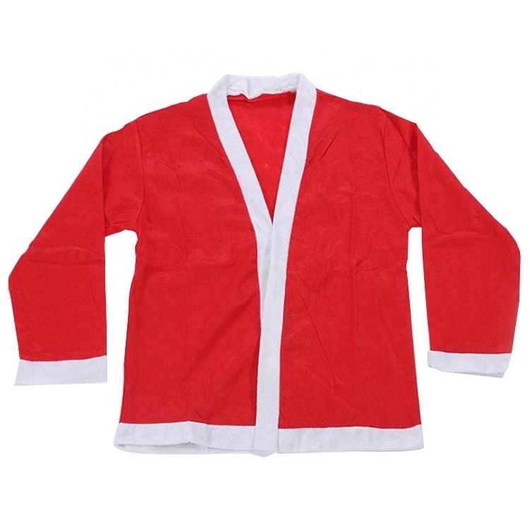 Santa Claus Costume Set Bulk Red Mascot People Kids Costumes Non Woven Long Sleeves Christmas with Hat Belt Beard for Adult Men