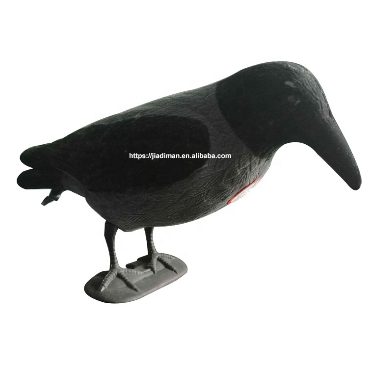 Special design grey black ful body flocked plastic raven flambeau crow decoy garden decoration crow