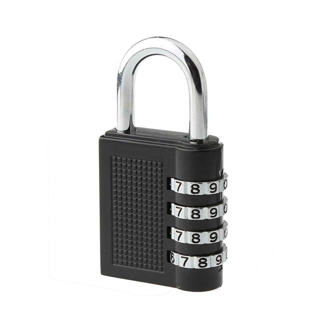 Security Padlock with 4-Digit Smooth Dial for Bag, School, Gym, Outdoor Shed Locker - Black/silver Zinc Alloy Lock