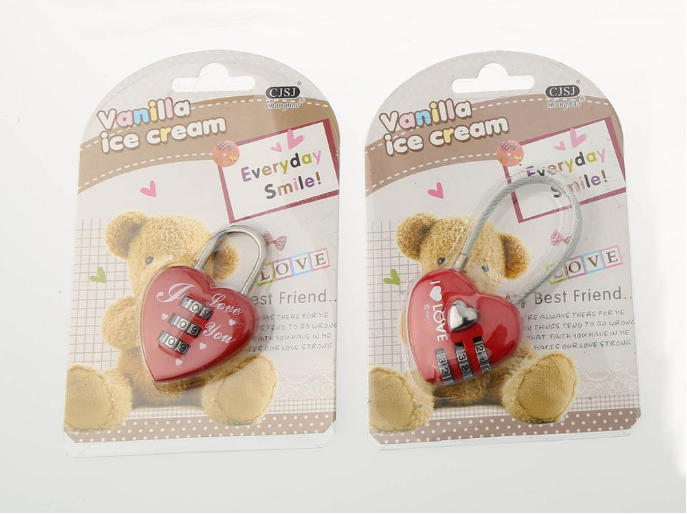 door locker luggage safety heart shape lock colorful small padlock combination lock with 3 digit