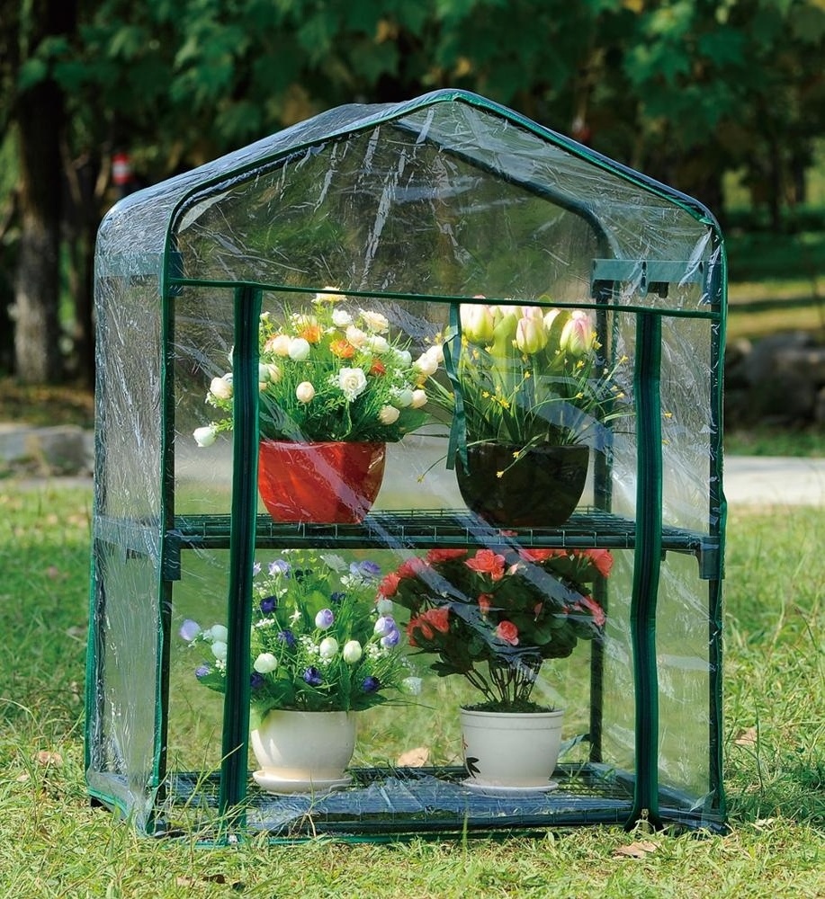 Many Tier Greenhouse Outdoor Gardening Hot House with Zippered Cover and Metal Shelves for Growing Vegetables, Flowers