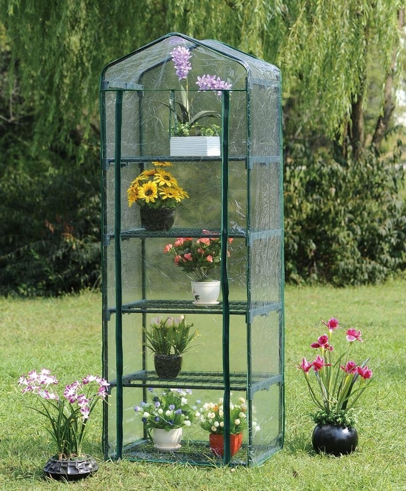 Many Tier Greenhouse Outdoor Gardening Hot House with Zippered Cover and Metal Shelves for Growing Vegetables, Flowers