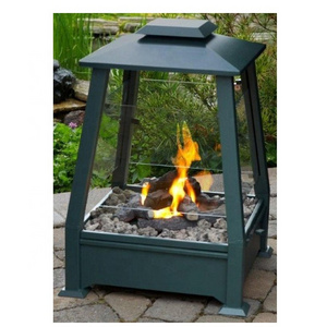 Outdoor Black Wood Burning Fire Pit 360 Degree View Weather Resistant Steel Fireplaces