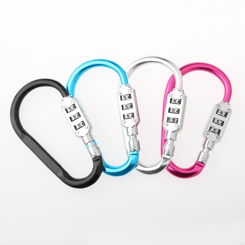 3 Dial Carabiner Combination Lock Luggage Security  Carabiner Padlock Combination Lock for Mountain bag