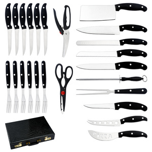 Professional chef 24pcs knife sets PP handle kitchen knife set with crocodile leather suitcase