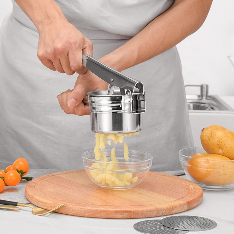 Fruit Crusher Manual Potatoes Masher 3 in 1 Stainless Steel Potato Ricer Vegetable Kitchen Tool