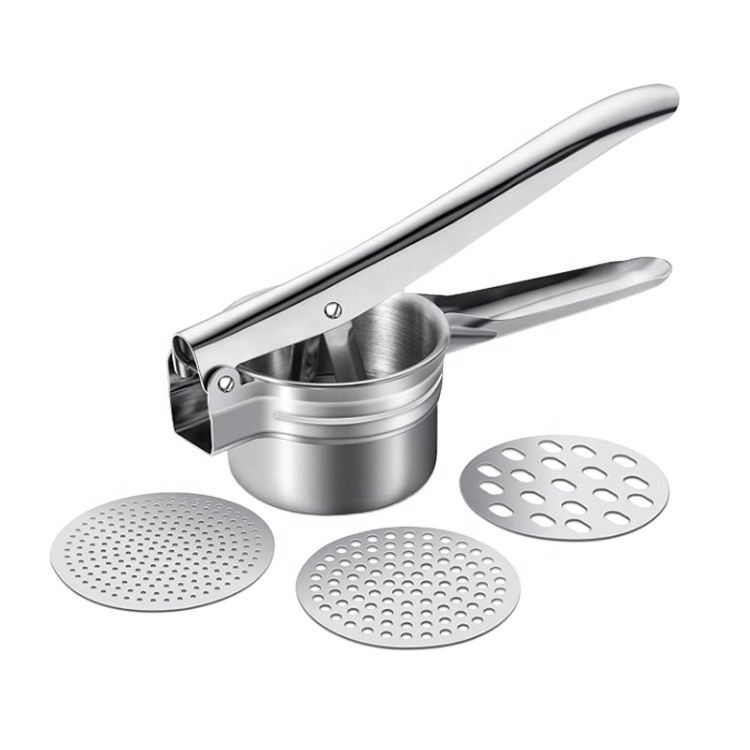 Fruit Crusher Manual Potatoes Masher 3 in 1 Stainless Steel Potato Ricer Vegetable Kitchen Tool