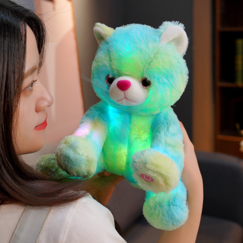 Led Light Colorful Cat Stuffed Animal Plush Toy Sleeping Toy For Kids Birthday Gifts