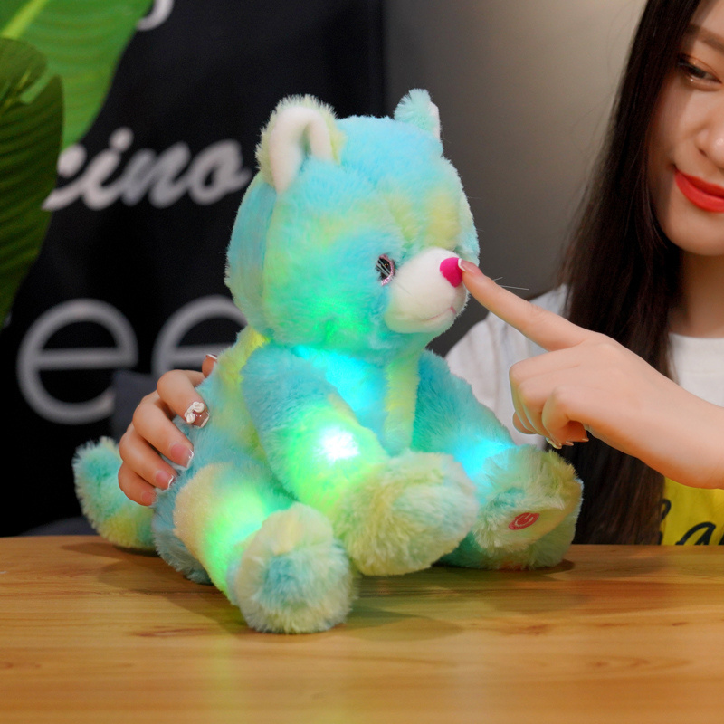 Led Light Colorful Cat Stuffed Animal Plush Toy Sleeping Toy For Kids Birthday Gifts