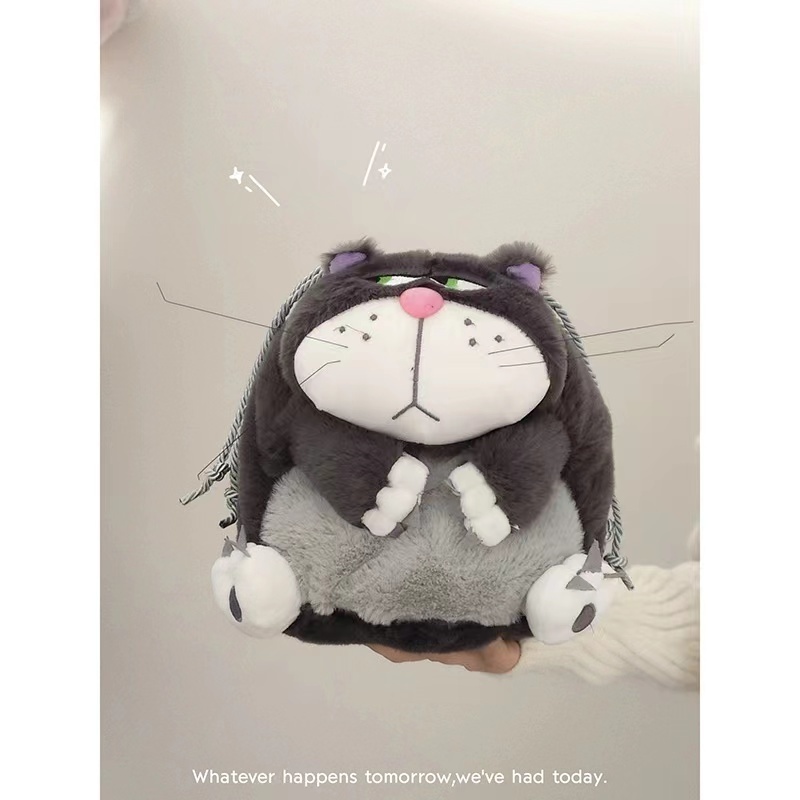 Hot Sale Cute Cat Portable Drawstring Pocket Plush Toy Doll Cartoon Anime Cosmetic Storage Bags