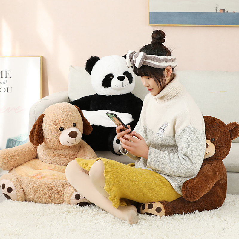 Kids Cute Animal Shape Soft Seats Baby Sofa Plush Skin Cushion Not Stuffed Baby Sofa Teady Bear Bed