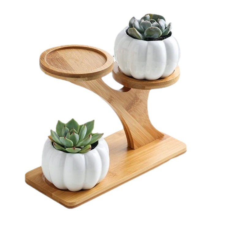 Bamboo Plant Stand ,3 Tiers Small  Indoor Succulent Window Plant Stand - Small Wood Table Top Plant Holder