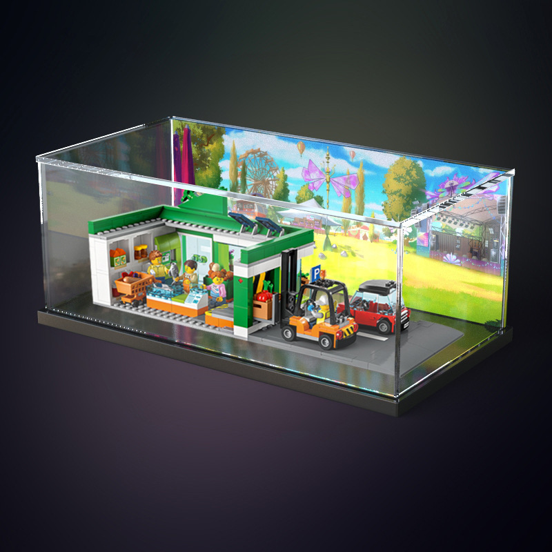 Acrylic Display Case with Lid, 6 Inch Acrylic Cube Box with Black Disaply Stand