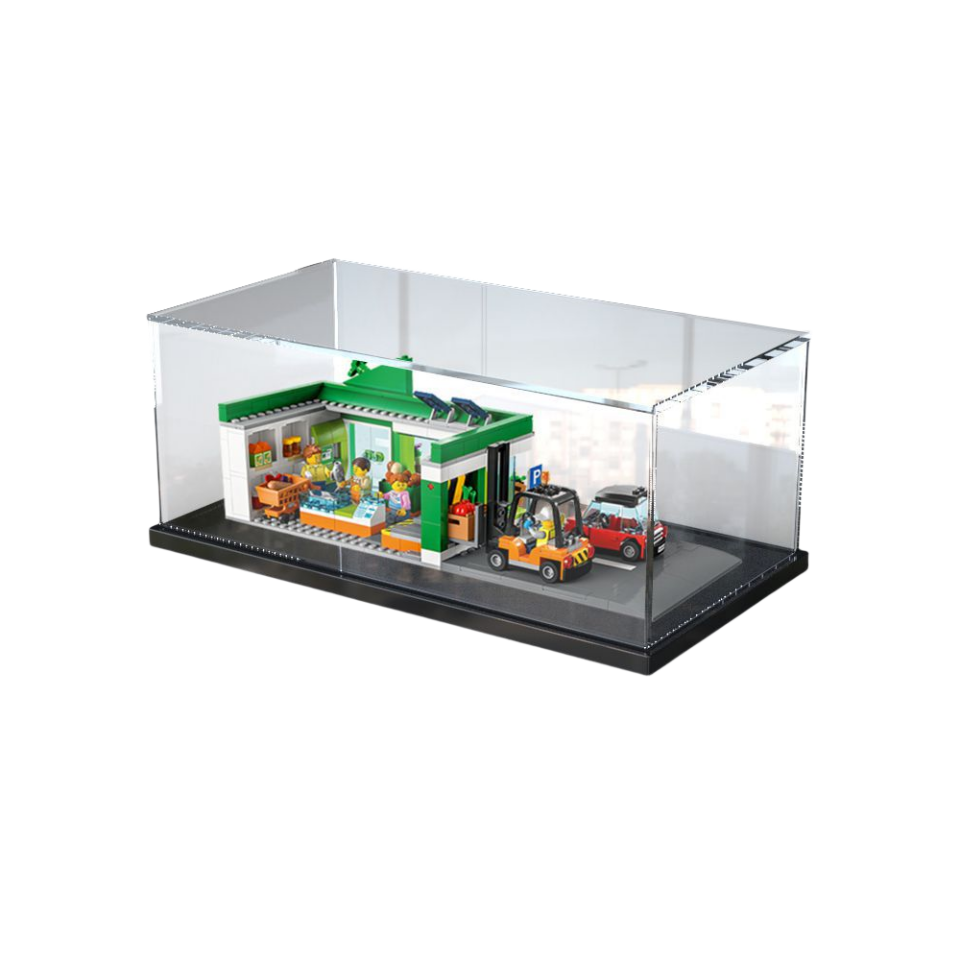 Acrylic Display Case with Lid, 6 Inch Acrylic Cube Box with Black Disaply Stand