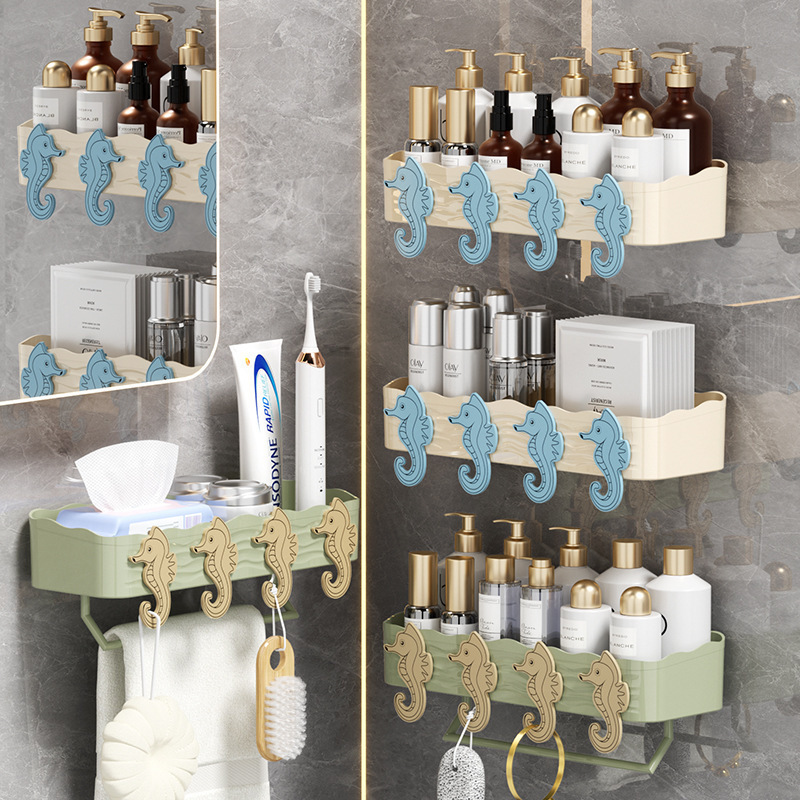 No Drilling Adhesive  Wall Mounted Bathroom Shelves Shower Caddy Shower Caddy Storage Rack Wall Bathroom Shelve