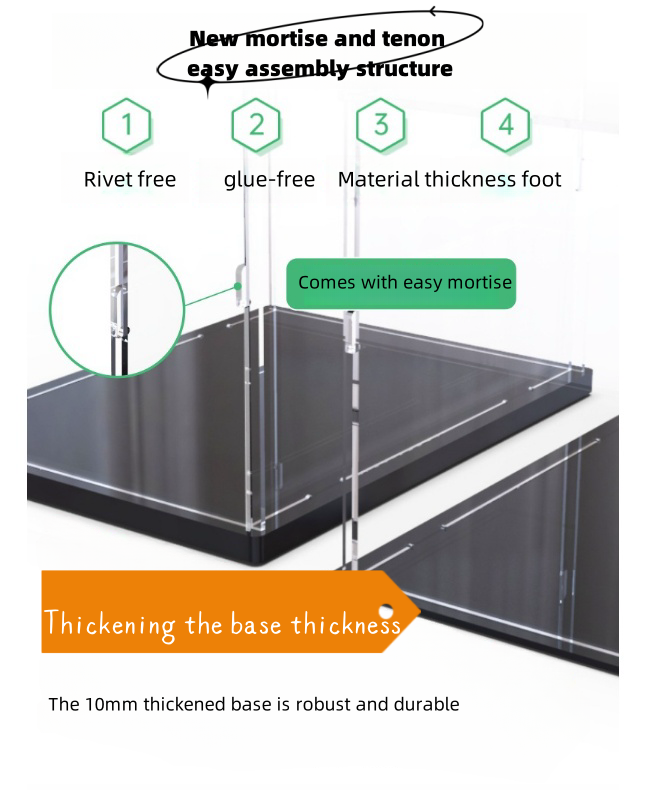 Acrylic Display Case Collectibles Showcase Clear Dustproof Protection Organizer for Display Box Cube with Black Base