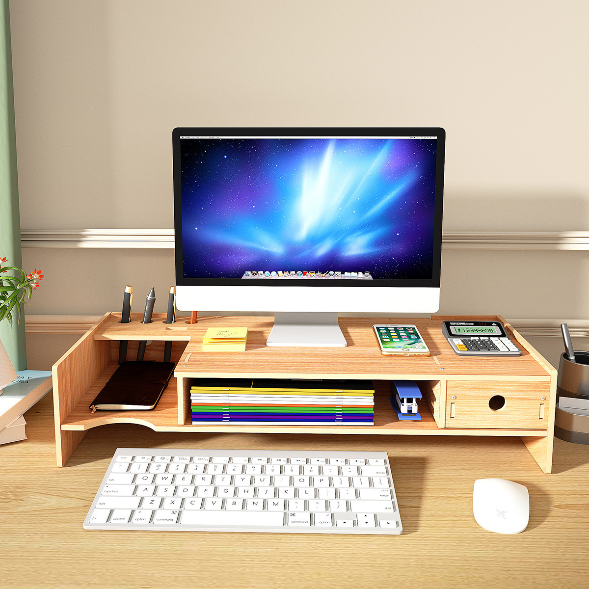 Laptop Desk Computer Stand Riser Desktop Organizer Keyboard Storage Rack Tablet Phone Holder Monitor Stand With Drawers