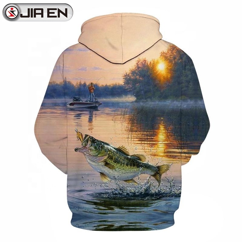 Wholesale Long Sleeve Fishing Jersey Creat 3D printed Hooded Fishing Shirts