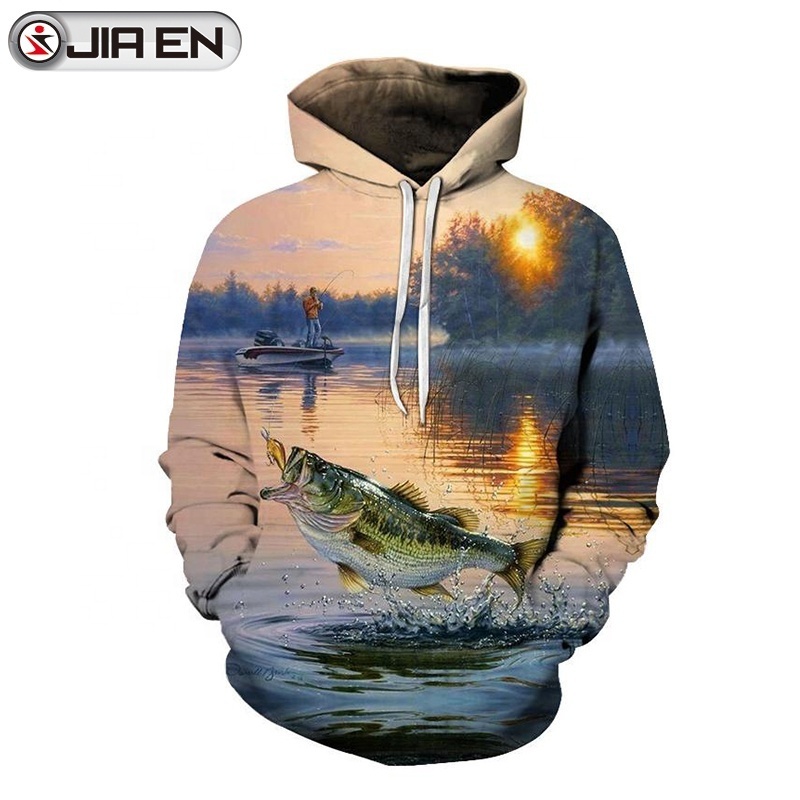 Wholesale Long Sleeve Fishing Jersey Creat 3D printed Hooded Fishing Shirts