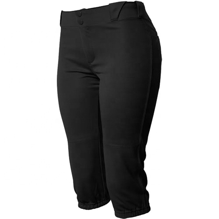 Fashion Custom Quick Dry Softball Knicker Pants Plain Black Baseball Shorts with coolmax