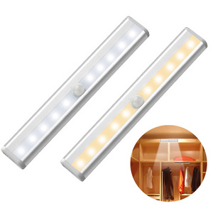 Wireless Led Security Indoor Pir Motion Sensor Closet Night Light 10LED 4AAA battery operated led lights for cabinet