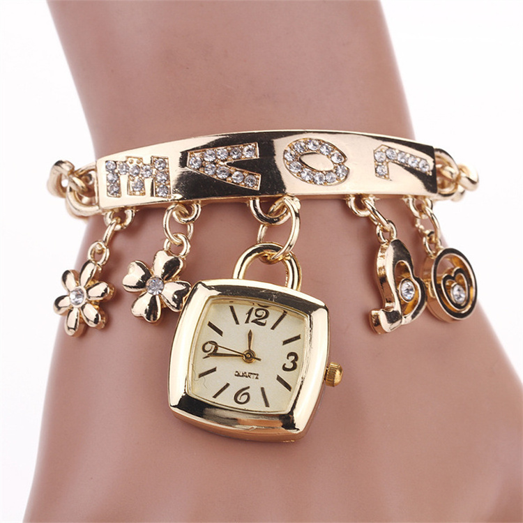 New Design Women's Stainless Steel Bracelet Watch Fashion LOVE Bangle Watch