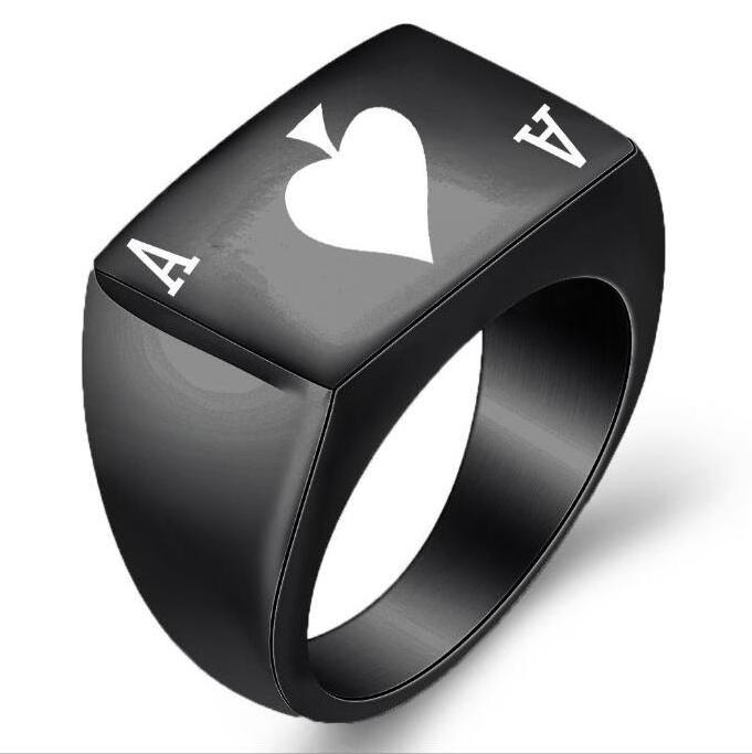 Simple retro spade stainless steel men's square ring